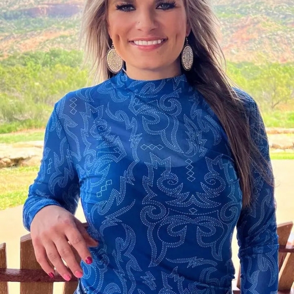 Bonfire Nights Mesh Top Blue - Picture 1 of 2